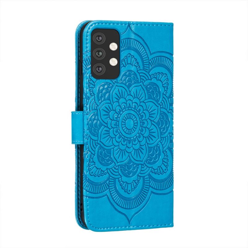 Leren Hoesje Samsung Galaxy A32 5G Grijs Zwart Hele Mandala