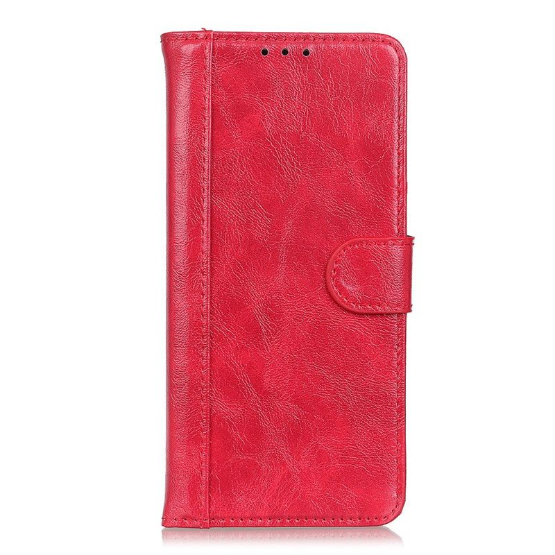 Leren Hoesje Samsung Galaxy A32 5G Rood Zwart Telefoonhoesje Split Glanzend Leer