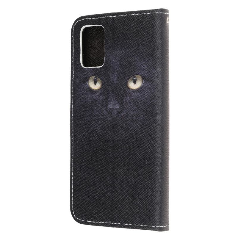 Leren Hoesje Samsung Galaxy A32 5G Zwarte Kattenogen Met String