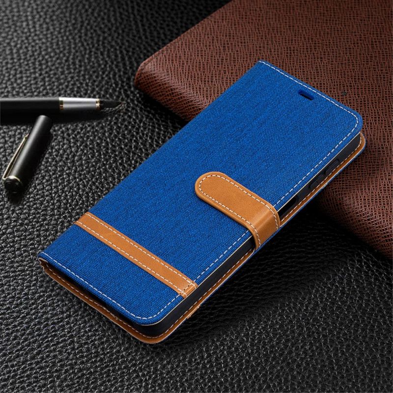 Leren Hoesje voor Samsung Galaxy A32 5G Grijs Zwart Stof En Leereffect Met String