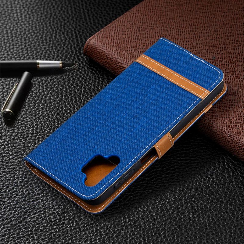 Leren Hoesje voor Samsung Galaxy A32 5G Grijs Zwart Stof En Leereffect Met String