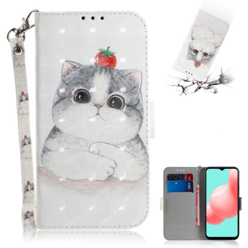 Leren Hoesje voor Samsung Galaxy A32 5G Tomaat Op De String Kat