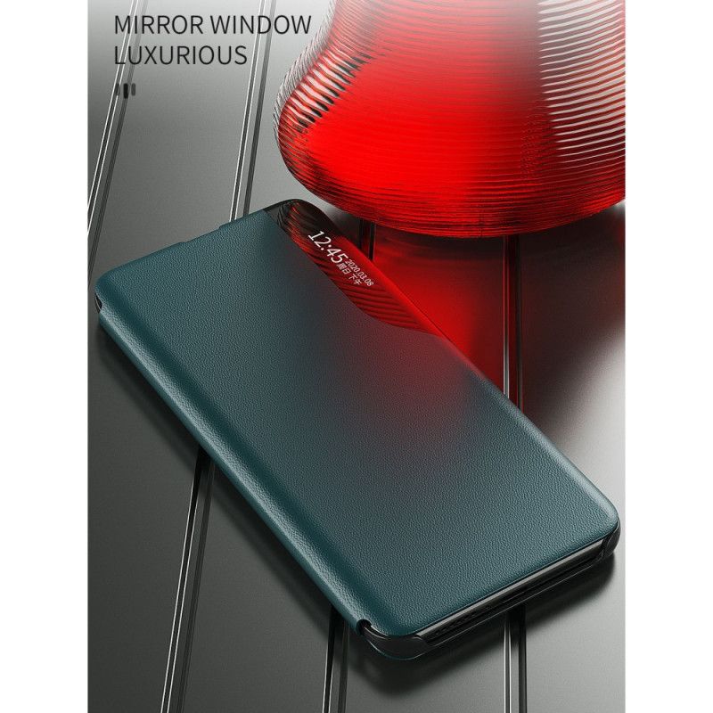Zichtomslag Samsung Galaxy A32 5G Rood Zwart Kunstleer Met Textuur