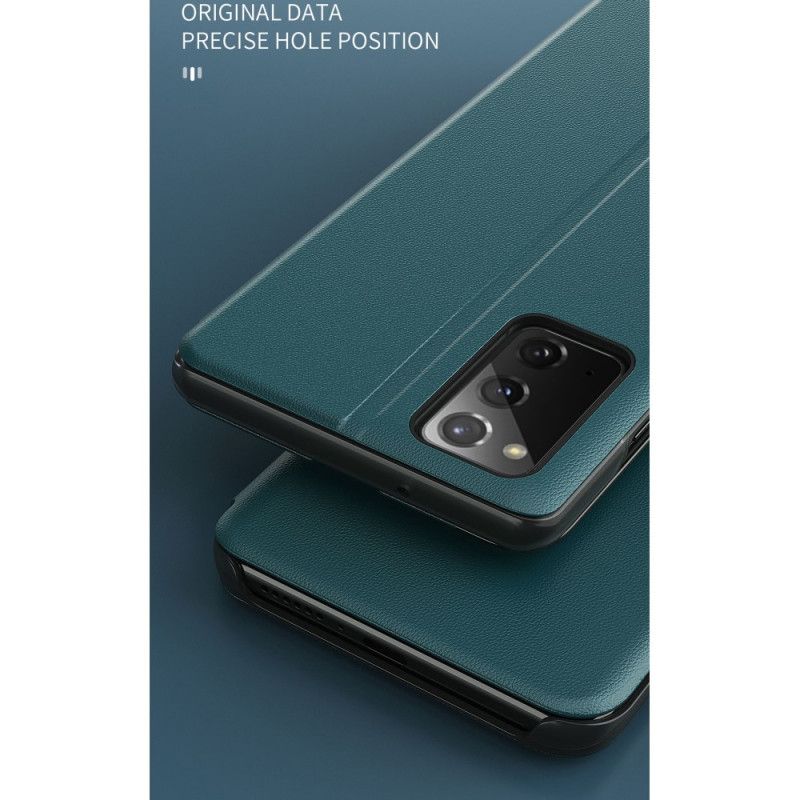 Zichtomslag Samsung Galaxy A32 5G Rood Zwart Kunstleer Met Textuur