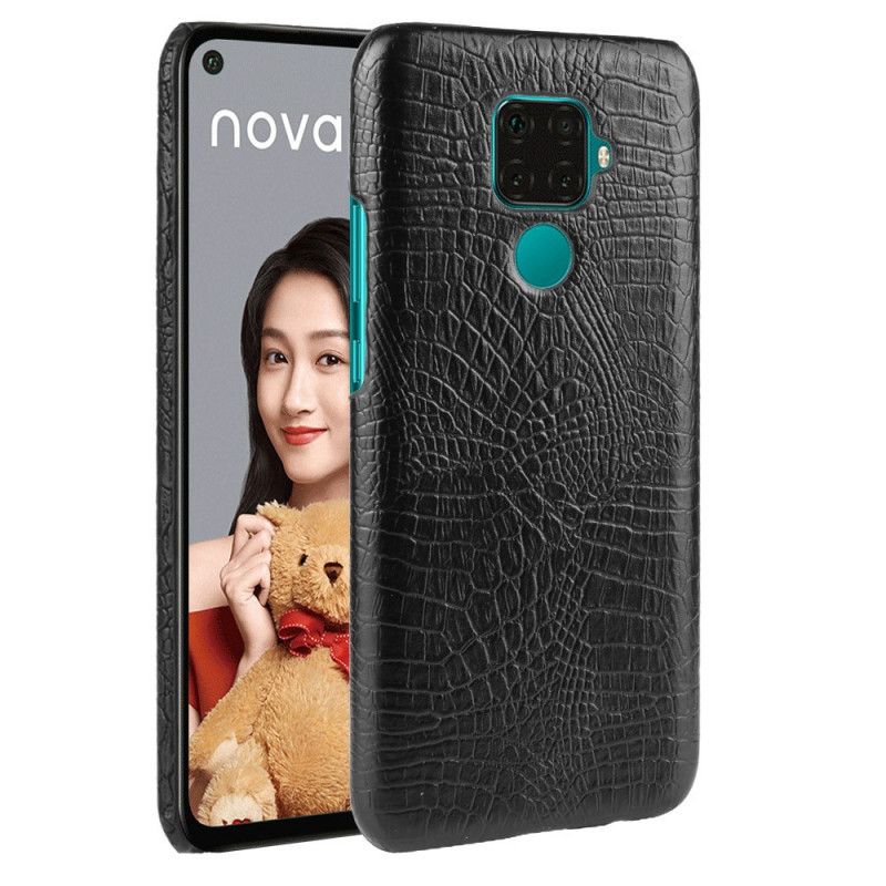 Case Hoesje Huawei Mate 30 Lite Rood Zwart Telefoonhoesje Krokodillenhuidstijl