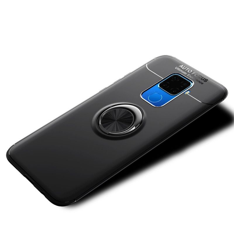 Cover Hoesje Huawei Mate 30 Lite Rood Zwart Telefoonhoesje Roterende Ring