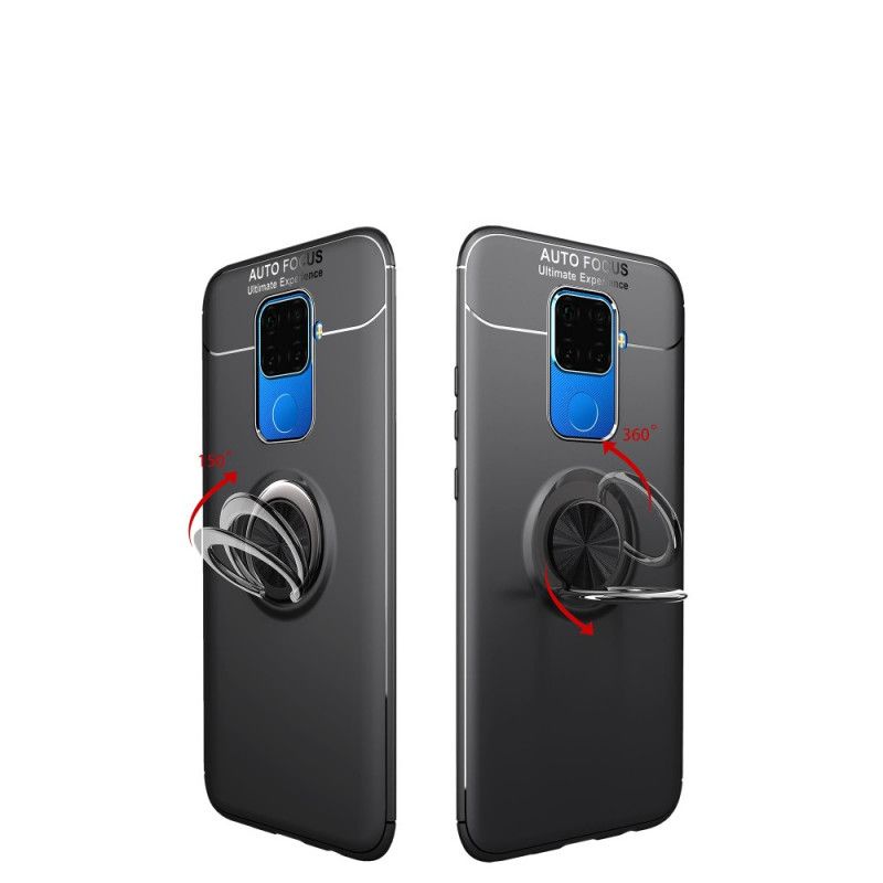 Cover Hoesje Huawei Mate 30 Lite Rood Zwart Telefoonhoesje Roterende Ring