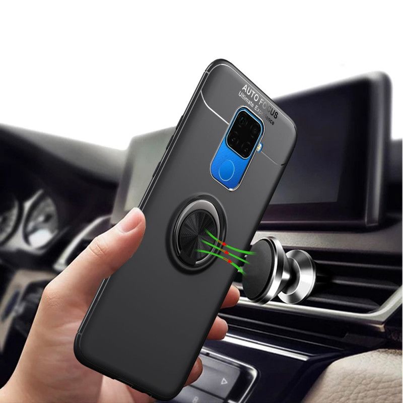 Cover Hoesje Huawei Mate 30 Lite Rood Zwart Telefoonhoesje Roterende Ring