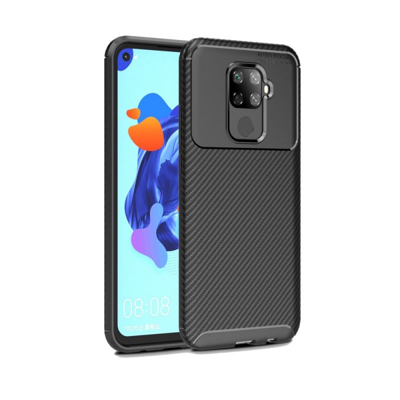 Hoesje Huawei Mate 30 Lite Donkerblauw Zwart Flexibele Koolstofvezeltextuur