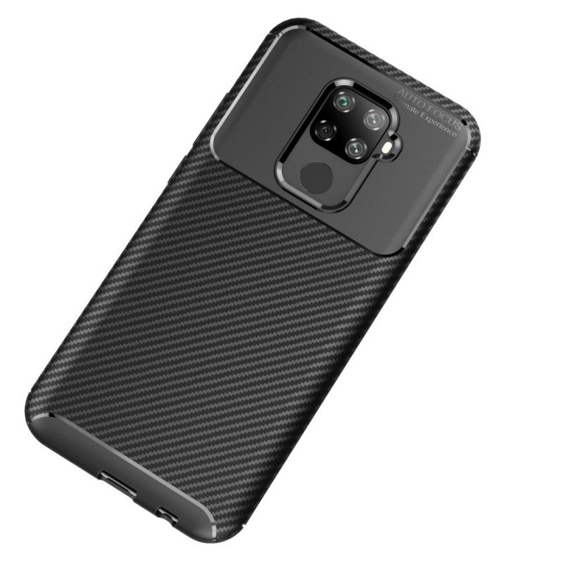 Hoesje Huawei Mate 30 Lite Donkerblauw Zwart Flexibele Koolstofvezeltextuur