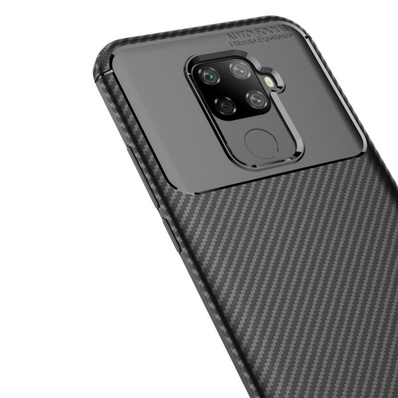 Hoesje Huawei Mate 30 Lite Donkerblauw Zwart Flexibele Koolstofvezeltextuur