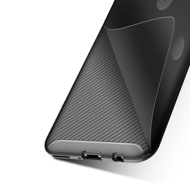 Hoesje Huawei Mate 30 Lite Donkerblauw Zwart Flexibele Koolstofvezeltextuur