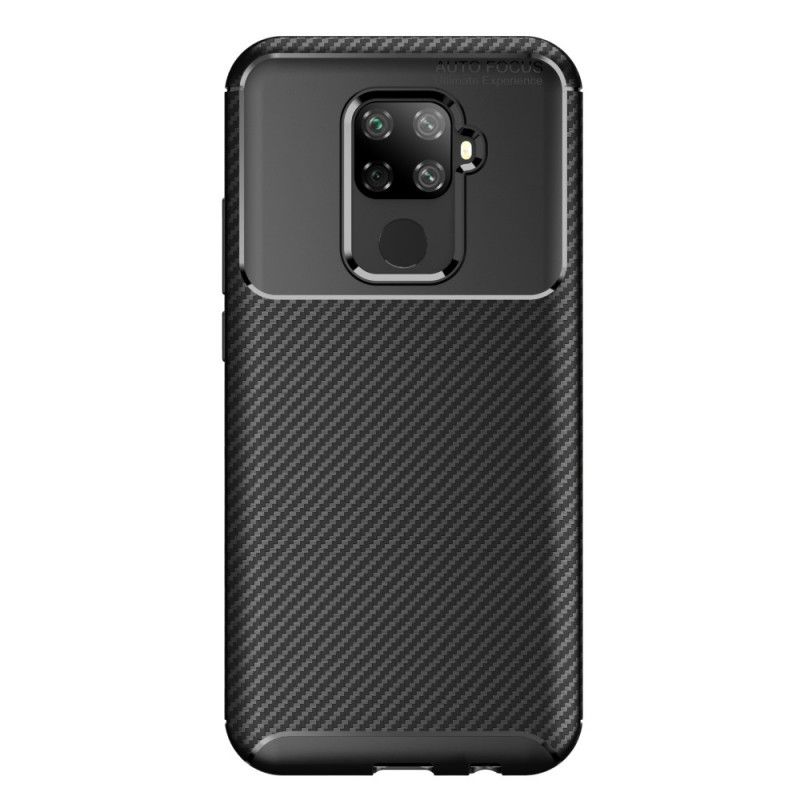Hoesje Huawei Mate 30 Lite Donkerblauw Zwart Flexibele Koolstofvezeltextuur
