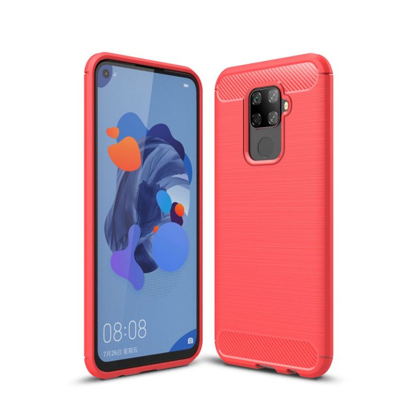 Hoesje Huawei Mate 30 Lite Rood Zwart Geborsteld Koolstofvezel