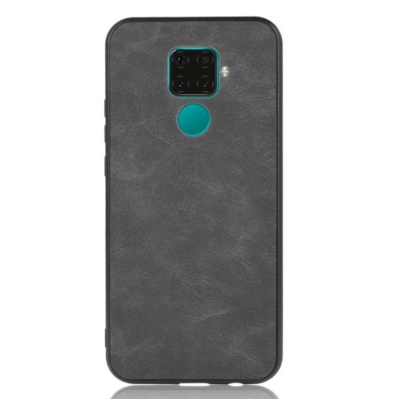 Hoesje voor Huawei Mate 30 Lite Donkerblauw Zwart Vintage Look Leereffect