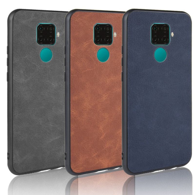 Hoesje voor Huawei Mate 30 Lite Donkerblauw Zwart Vintage Look Leereffect