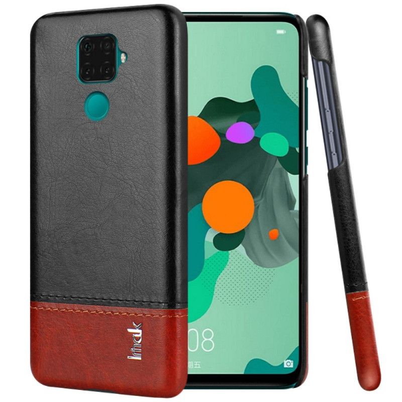 Hoesje voor Huawei Mate 30 Lite Rood Zwart Imak Ruiyi Serie Leereffect