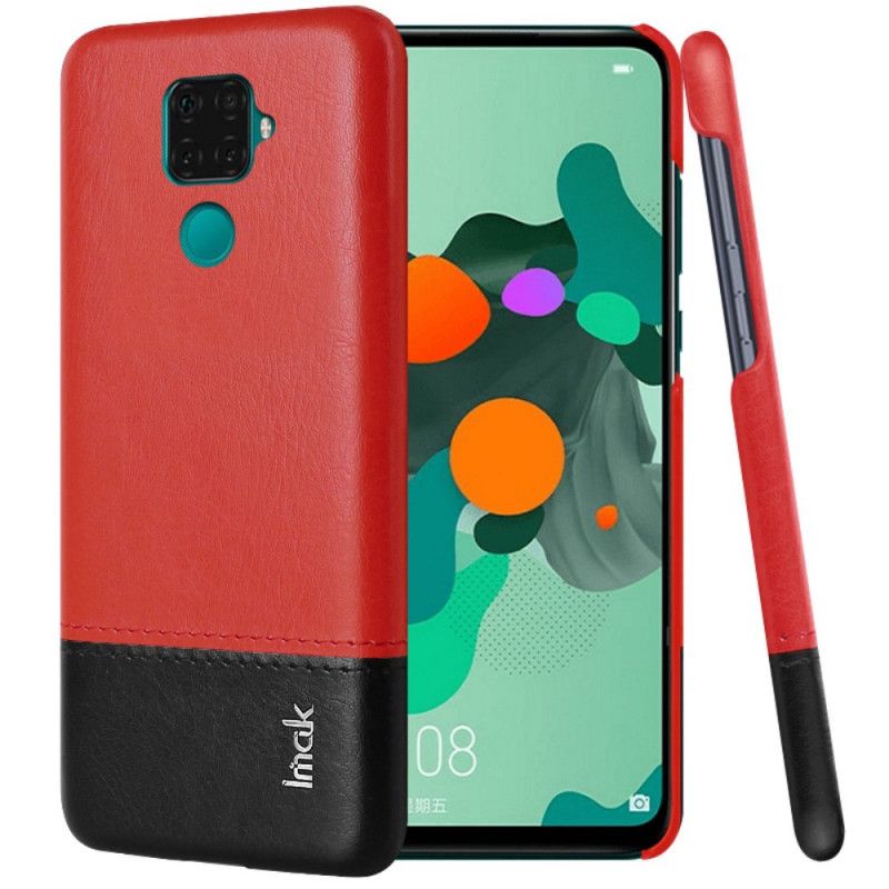 Hoesje voor Huawei Mate 30 Lite Rood Zwart Imak Ruiyi Serie Leereffect