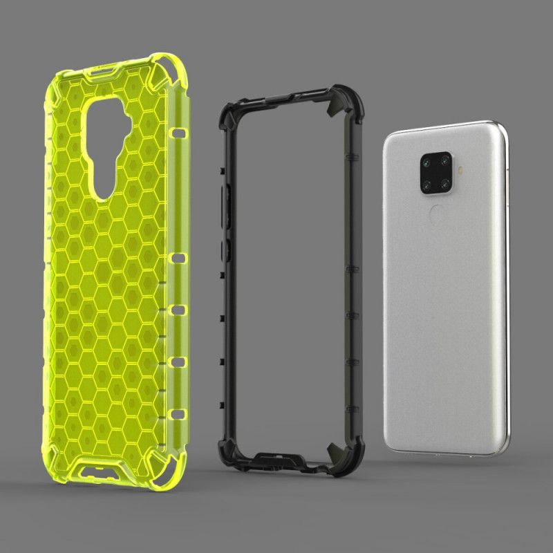 Hoesje voor Huawei Mate 30 Lite Wit Zwart Honingraatstijl