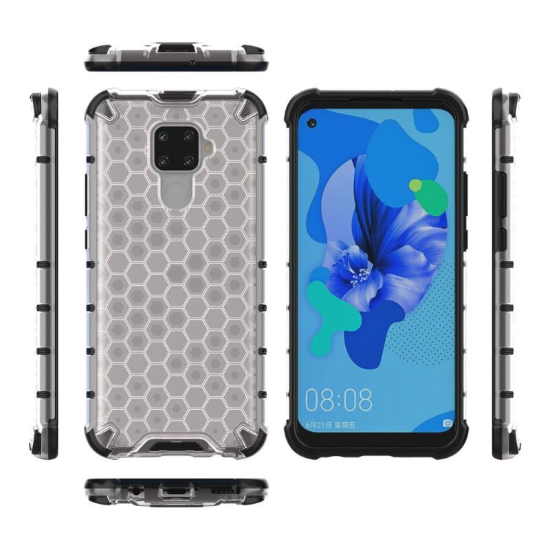 Hoesje voor Huawei Mate 30 Lite Wit Zwart Honingraatstijl