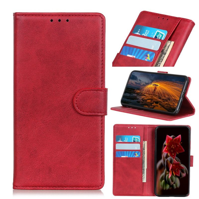 Leren Hoesje voor Huawei Mate 30 Lite Rood Zwart Retro Mat Leereffect