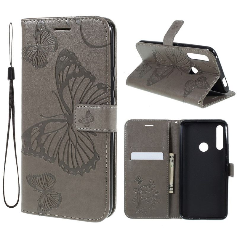 Bescherming Hoesje Honor 9X Rood Grijs Reuze String Vlinders