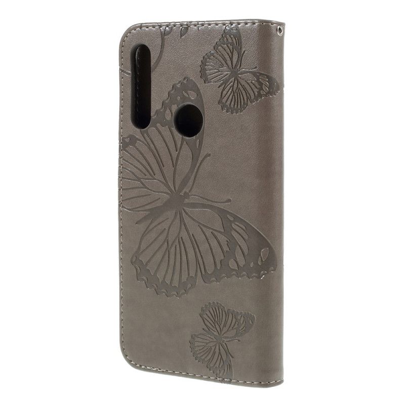 Bescherming Hoesje Honor 9X Rood Grijs Reuze String Vlinders