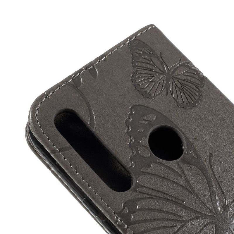 Bescherming Hoesje Honor 9X Rood Grijs Reuze String Vlinders