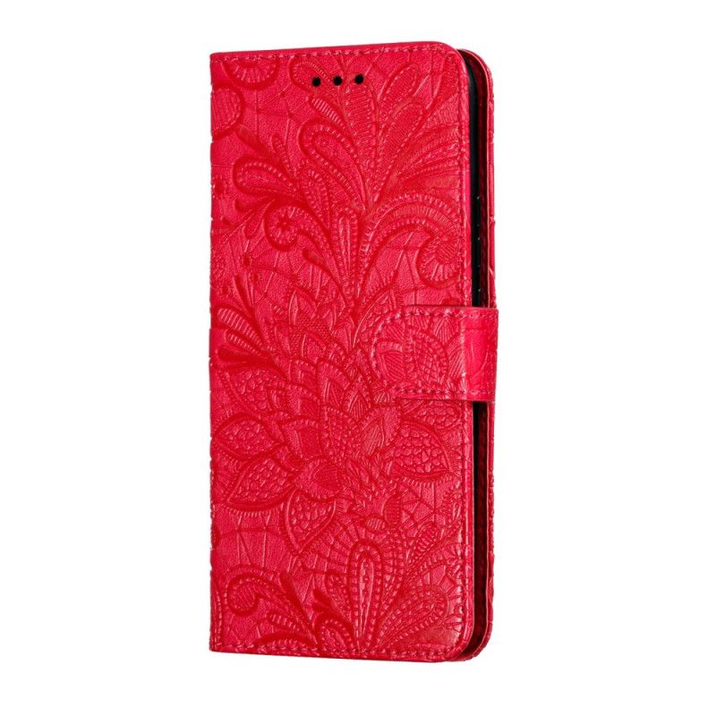 Leren Hoesje Honor 9X Rose Goud Tribal String Bloemen