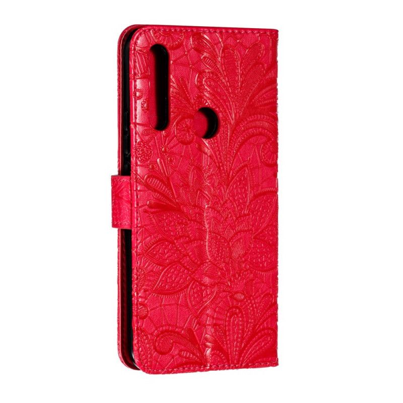 Leren Hoesje Honor 9X Rose Goud Tribal String Bloemen