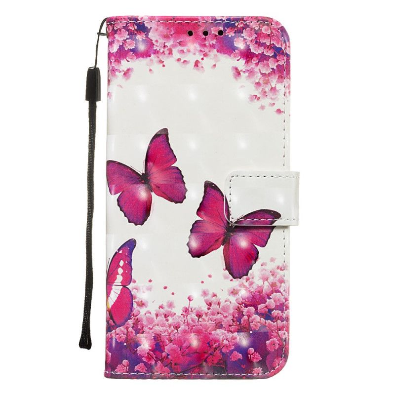 Leren Hoesje voor Honor 9X Rode String Vlinders