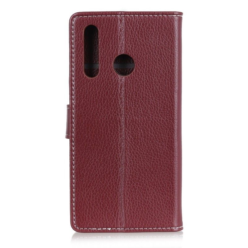 Leren Hoesje voor Honor 9X Wit Zwart Retro Gestikt Imitatieleer