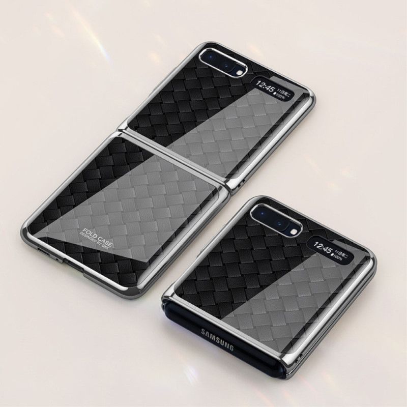 Case Hoesje Samsung Galaxy Z Flip Groen Zwart Telefoonhoesje Gkk Geweven Stijl