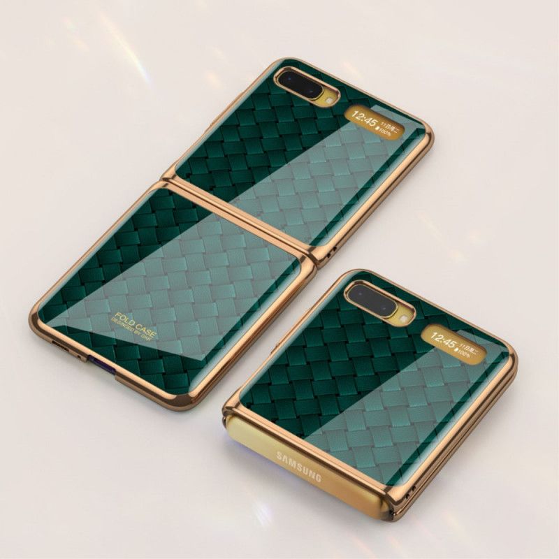 Case Hoesje Samsung Galaxy Z Flip Groen Zwart Telefoonhoesje Gkk Geweven Stijl