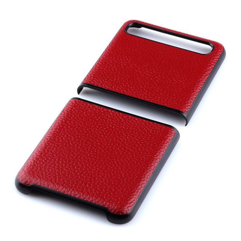 Hoesje Samsung Galaxy Z Flip Rood Zwart Lychee Kunstleer