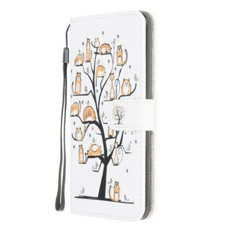 Flip Case voor Samsung Galaxy M12 / A12 Met Ketting Funky Cats Met Riem