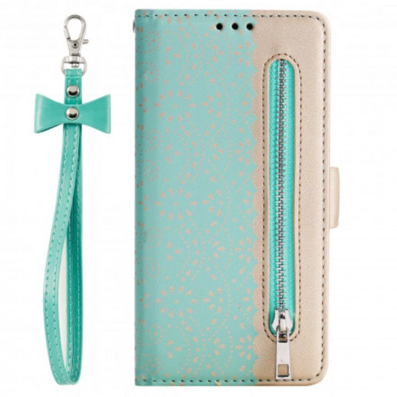 Folio-hoesje voor Samsung Galaxy M12 / A12 Met Ketting Portemonnee Met Kanten Riem