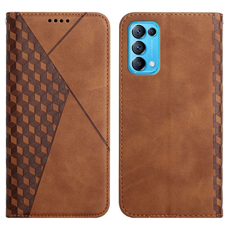 Bescherming Hoesje voor Oppo Find X3 Lite Folio-hoesje Geo Leereffect