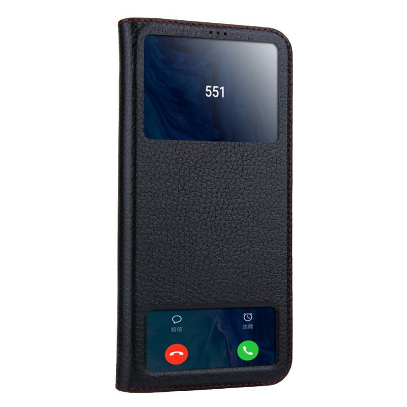 Bekijk Omslag Huawei P Smart Pro Rood Zwart Pro Echt Lychee Leer