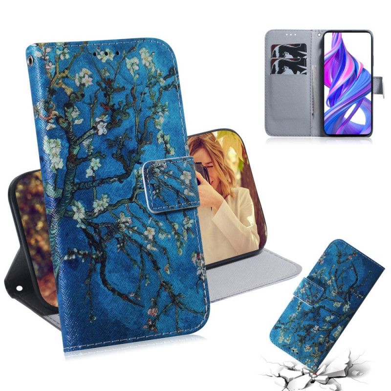 Flip Case Leren Huawei P Smart Pro Pro Bloeiende Takken