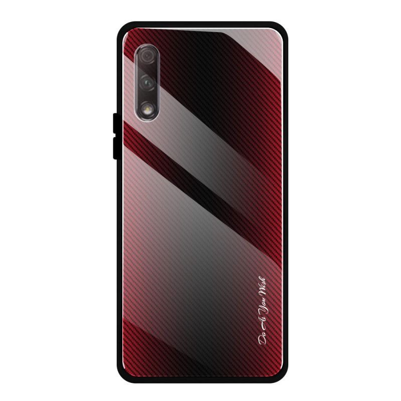 Hoesje voor Huawei P Smart Pro Wit Zwart Pro Carbon Gehard Glas