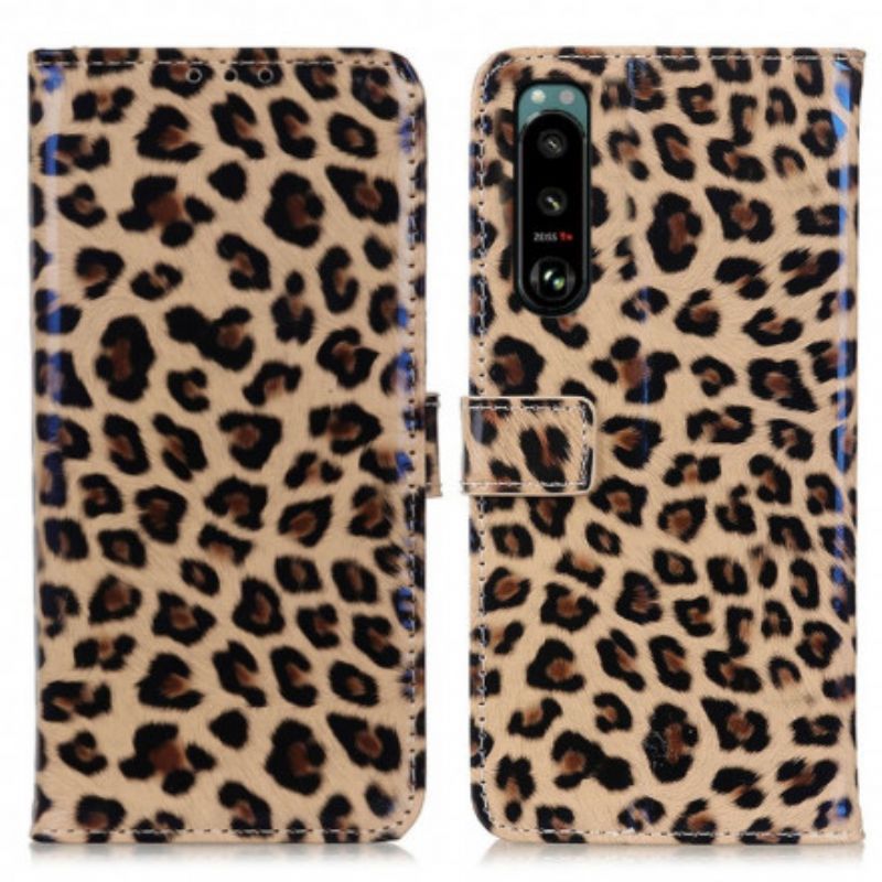 Folio-hoesje Sony Xperia 5 Iii Telefoonhoesje Eenvoudige Leopard