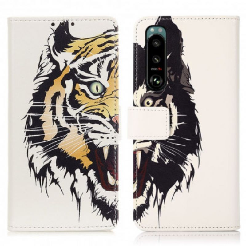 Folio-hoesje Sony Xperia 5 Iii Telefoonhoesje Fierce Tiger