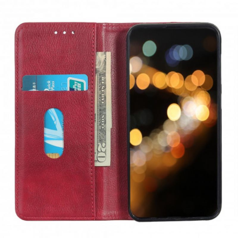 Folio-hoesje Sony Xperia 5 Iii Telefoonhoesje Litchi-leer Met Enkele Split