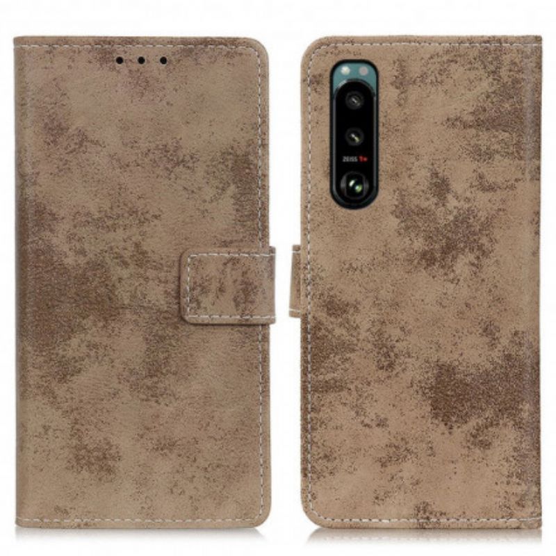 Folio-hoesje Sony Xperia 5 Iii Telefoonhoesje Vintage Kunstleer