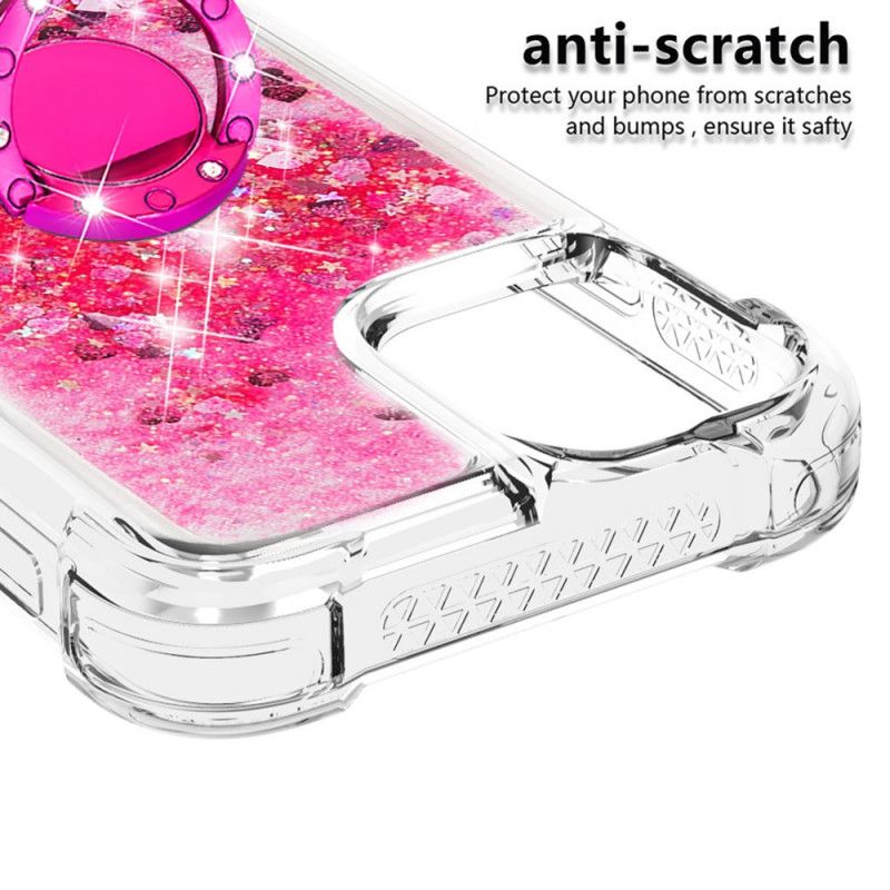 Case Hoesje iPhone 12 / 12 Pro Magenta Wit Telefoonhoesje Pailletten Met Steunring