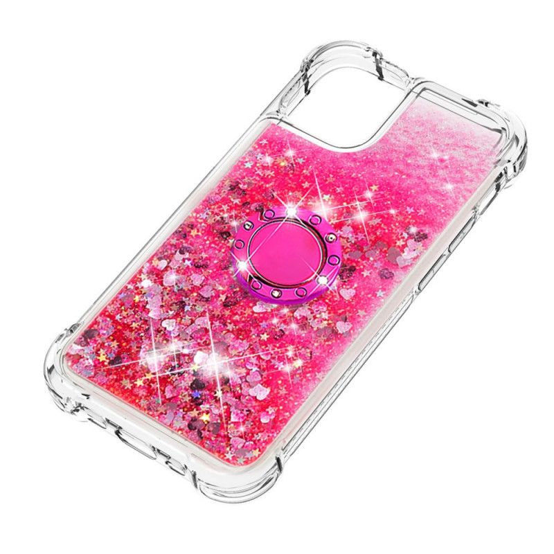 Case Hoesje iPhone 12 / 12 Pro Magenta Wit Telefoonhoesje Pailletten Met Steunring