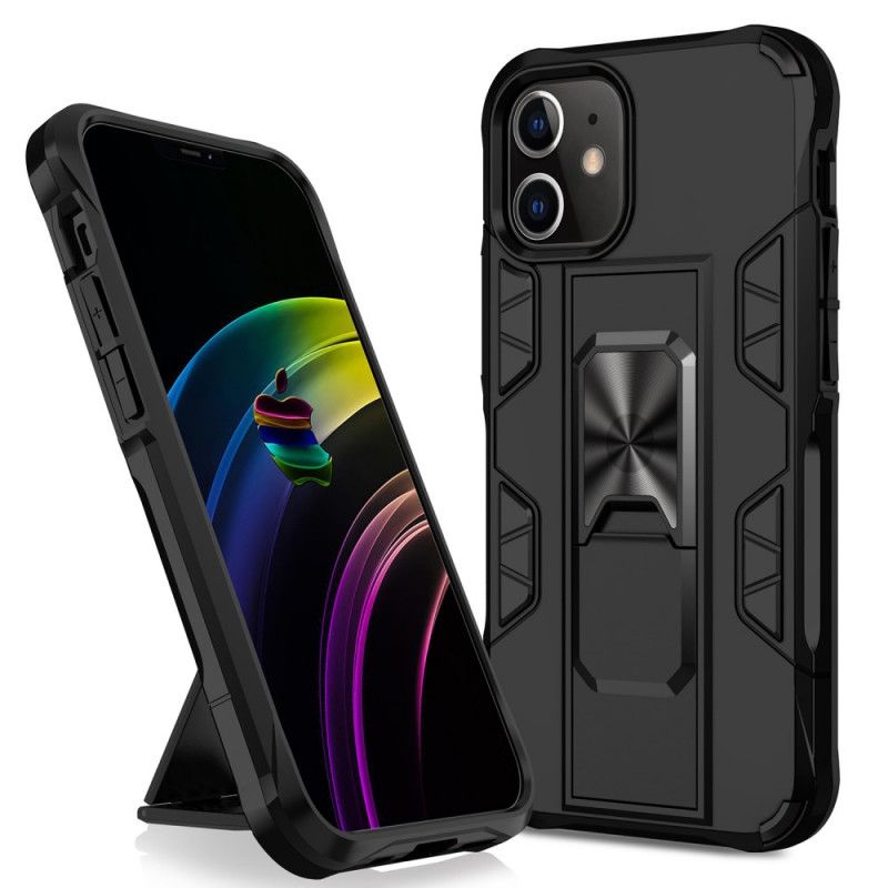 Case Hoesje iPhone 12 / 12 Pro Wit Zwart Telefoonhoesje Ultrabestendig Met Ondersteuning