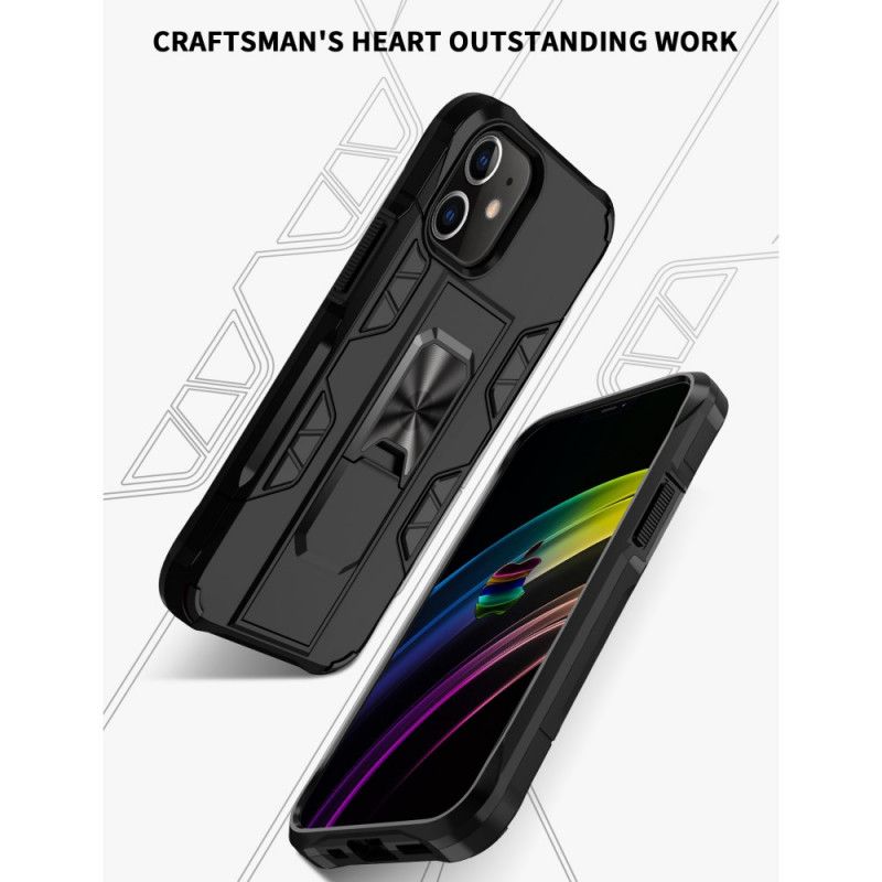 Case Hoesje iPhone 12 / 12 Pro Wit Zwart Telefoonhoesje Ultrabestendig Met Ondersteuning