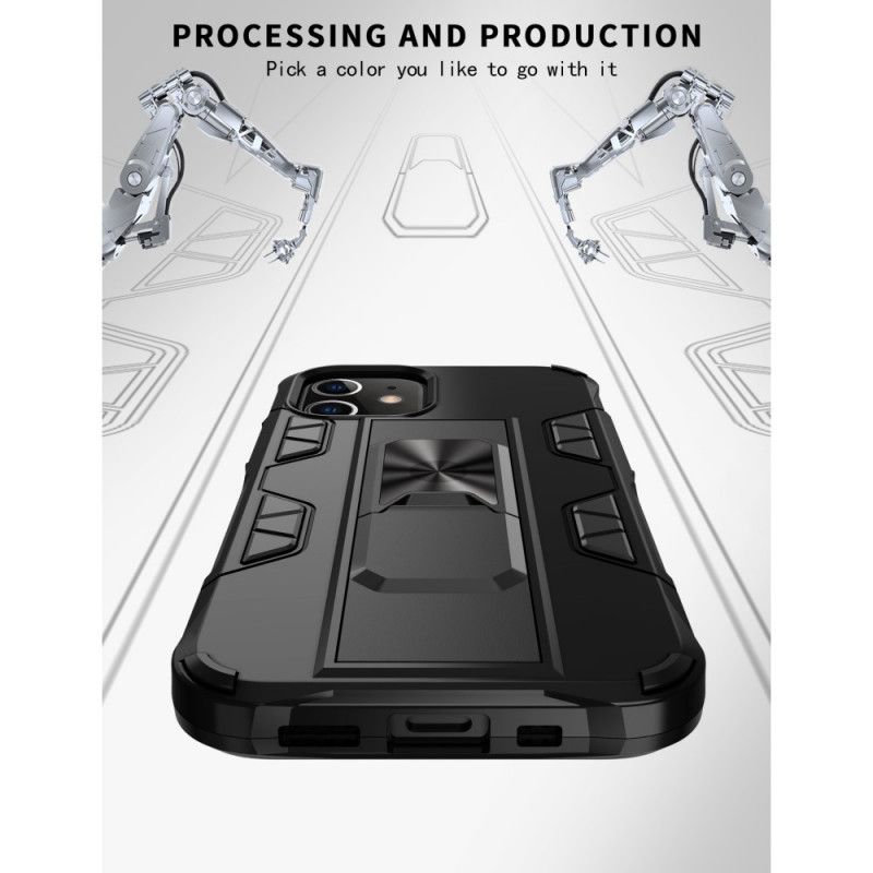 Case Hoesje iPhone 12 / 12 Pro Wit Zwart Telefoonhoesje Ultrabestendig Met Ondersteuning